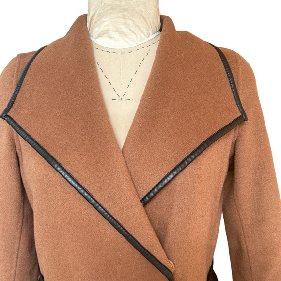 NWOT TAHARI LONG DOUBLE FACE VEGAN TRIM WOOL COAT - Picture 4 of 14